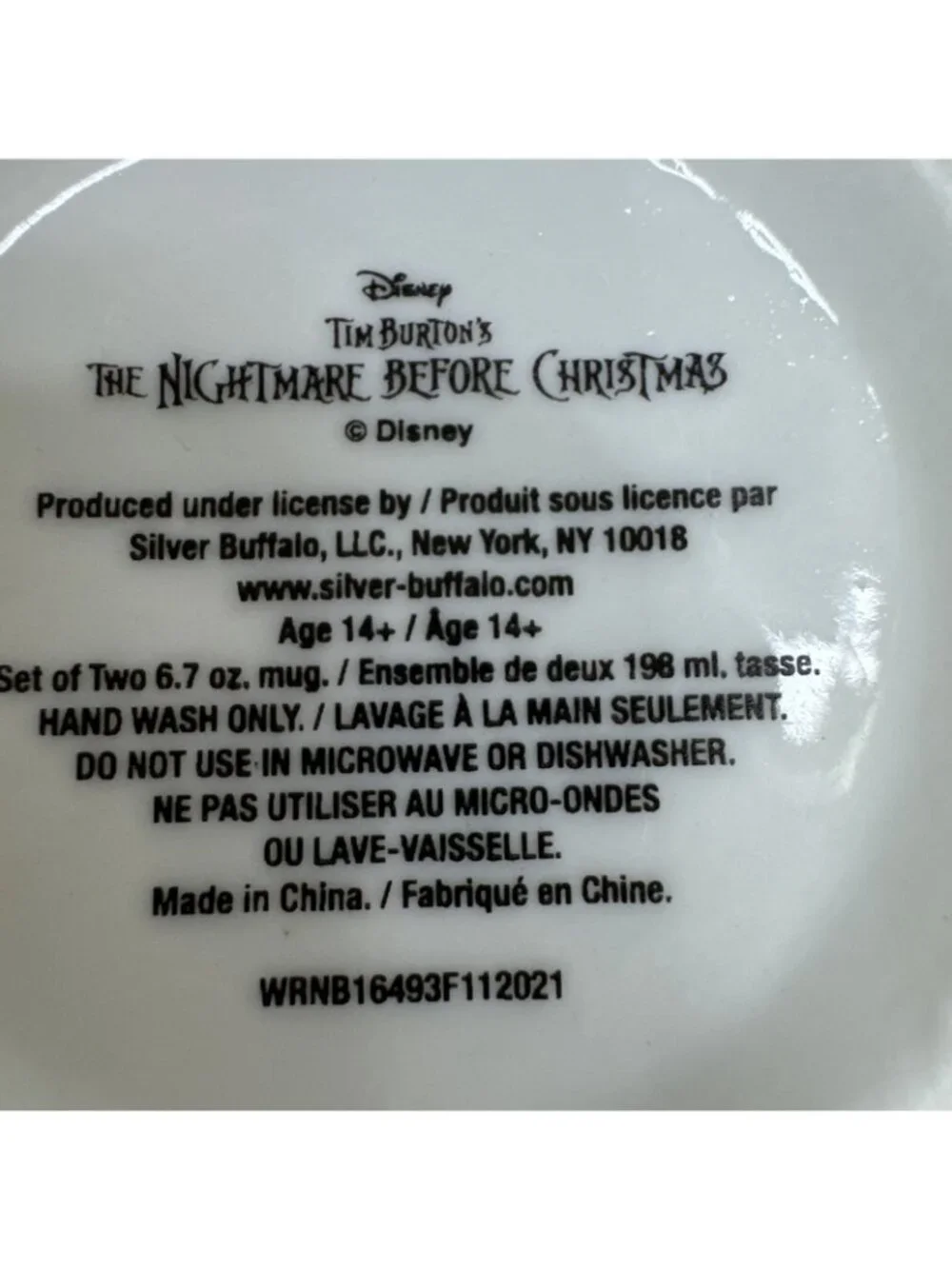 Tim Burtons Nightmare Before Christmas 6.7 Oz Mug & Saucer Set Jack Sally Design - Picture 3 of 16